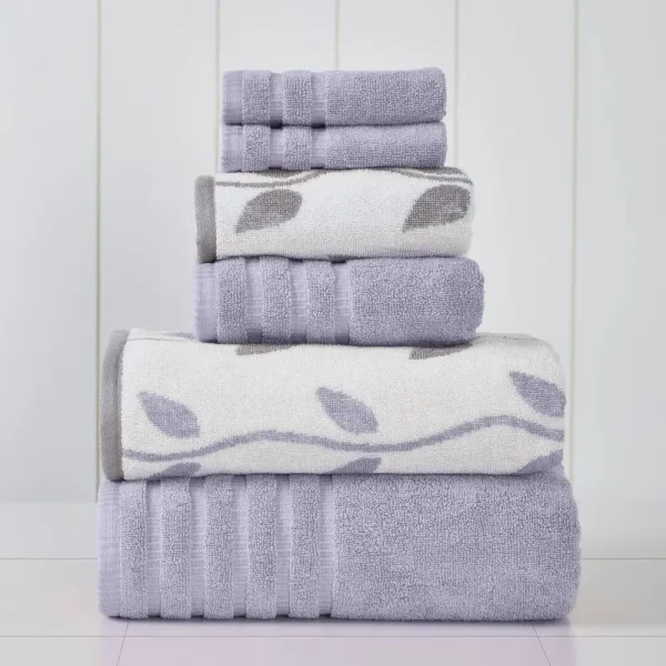 Hodapp 6 Piece 100% Cotton Towel Set Three Posts Color: Grey Lavender