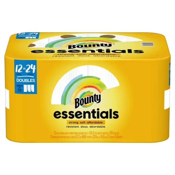 Bounty Essentials Select-A-Size Paper Towels | White | 12 Double Rolls