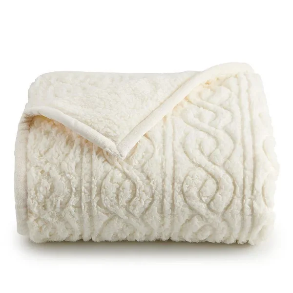 Cuddl Duds Sherpa Throw, White