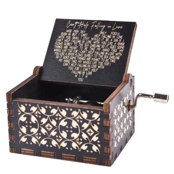 VACTER Can't Help Falling in Love Wood Music Box, Antique Engraved Musical Boxes Case for Love One Wooden Music Box - Gifts for Lover, Boyfriend,