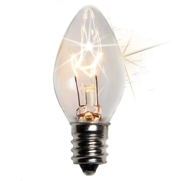 Wintergreen C7 Twinkle Transparent Clear, 7 Watt Light Bulbs