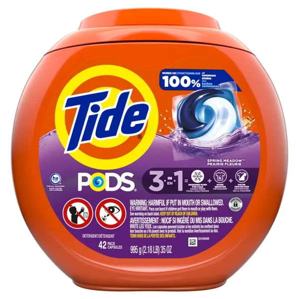 Tide Pods Detergent, 3-in-1, Spring Meadow - 42 pacs, 967 g