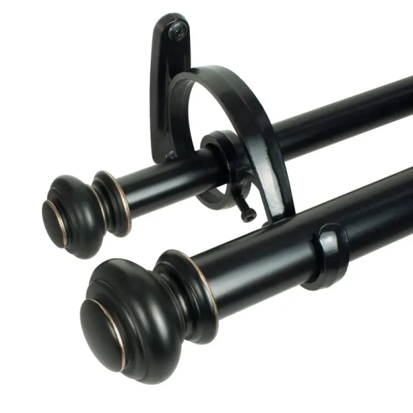 Decopolitan 1 inch Urn Double Curtain Rod Set 36-72" Antique Bronze