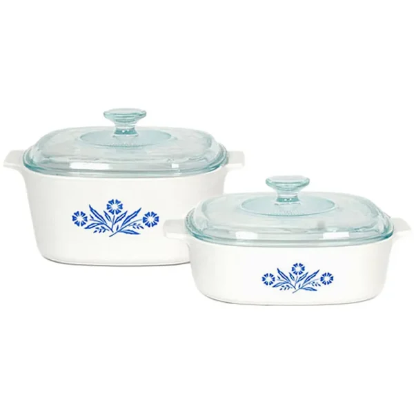 Corningware Stovetop 4-pc Pyroceram Blue Cornflower Casserole Set