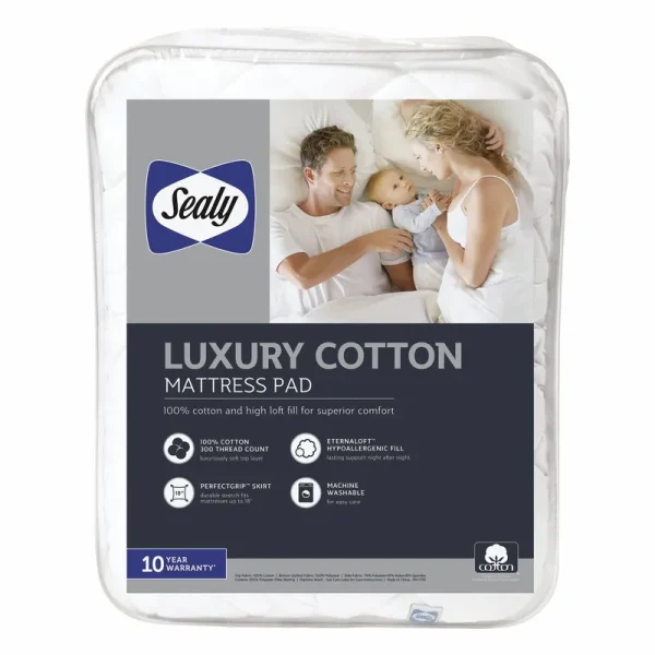 Sealy Luxury Cotton King Mattress Pad - White