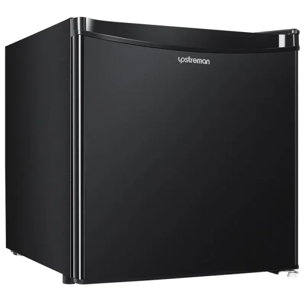 Upstreman 1.7 cu ft Mini Fridge with Freezer Single Door Compact Refrigerator, Low Noise, Energy Saving, Adjustable Temperature, Reversible Door, for Home Office Dorm, Black FR17