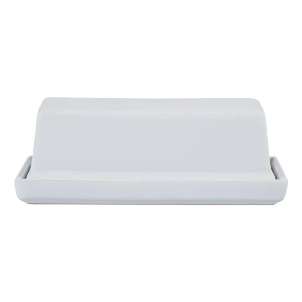 Mainstays Glazed Stoneware Butter Dish, White