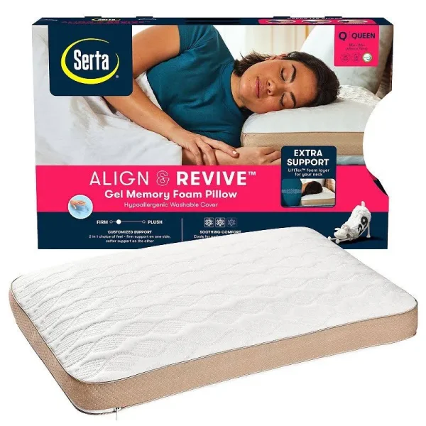 Serta Rest & Revive Gel Memory Foam Pillow - White - Queen