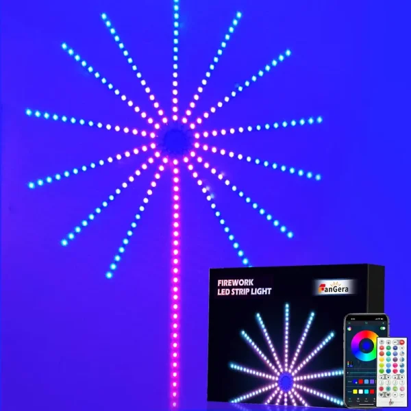 Smart Firework LED Lights, Music Sync LED Lights for Bedroom, Dream Color Changing Party Lights with 14pcs LED Strip Lights, App and Remote Control