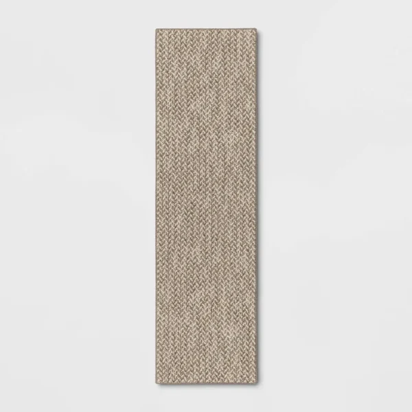2'x7' Washable Weave Herringbone Runner Rug Cream - Threshold
