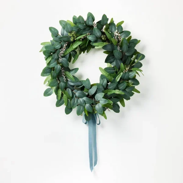 26" Eucalyptus Wreath with Ribbon Green - Threshold Designed with Studio McGee