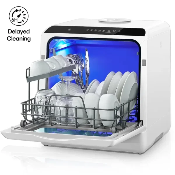 FOHERE Countertop Dishwasher with 6H Delay Cleaning, Portable Dishwasher W/5 L Built - in Water Tank, 6 Programs, 360dual Spray, High - Temp