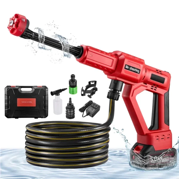 Filluck 1060PSI Cordless Pressure Washer, Portable Handheld High - Pressure Car Washer with 5.0ah Long - Lasting Battery, 3 - Speed Adjustable, 2.8GPM, 6 - in - 1 Nozzle for Car Cleaning/Garden/Floor