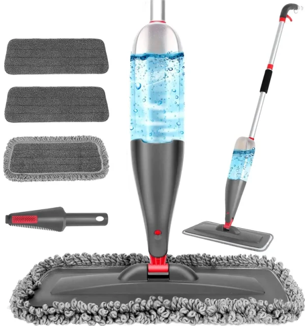 CLDREAM Spray Mop for Floor Cleaning with 3pcs Washable Pads - Wet Dry Microfiber Mop with 800 ml Refillable Bottle for Kitchen Wood Floor Hardwood