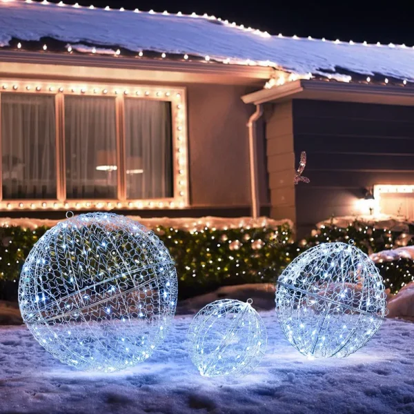 Tangkula 3 Pack Christmas LED Light Balls for Tree