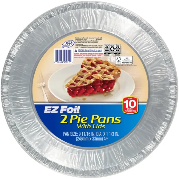 Ez Foil Disposable Pie Tins with Lids, 10 Inch, 2 Count, Size: 11.25 inch x 11.25 inch x 3 inch, Y51931