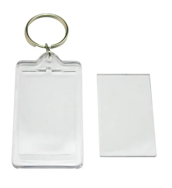 HugeStore 12 Pcs Clear Acrylic Blank Photo Keyring Photo Frame Keychains Snap-In Photo Picture Frame Rectangle