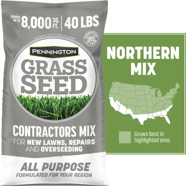 Pennington Contractors Northern Grass Seed Mix, for Sun to Partial Shade, 40 lb