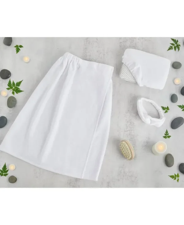 Lavender and Sage Towel Wrap Spa Set - White