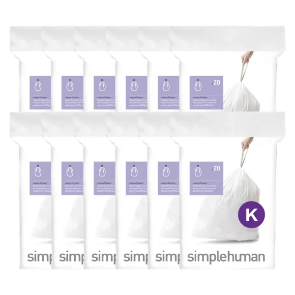 simplehuman Code K 240-Pack 35-45-Liter Custom Fit Liners White