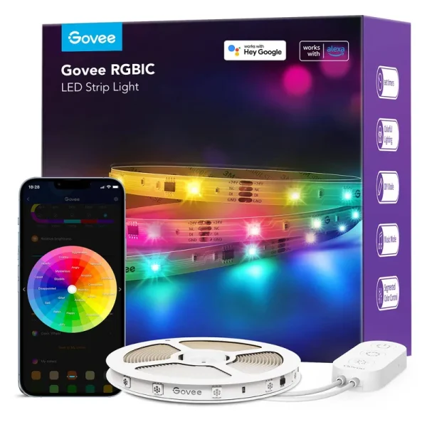 Govee RGBIC Alexa LED Strip Light 32.8ft, Smart WiFi LED Lights Work with Alexa and Google Assistant, Segmented DIY, Music Sync, Color Changing LED