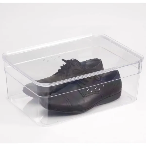 Mainstays Clear Plastic Glossy Finish Extra Wide Shoe Box with Lid , Adult Size
