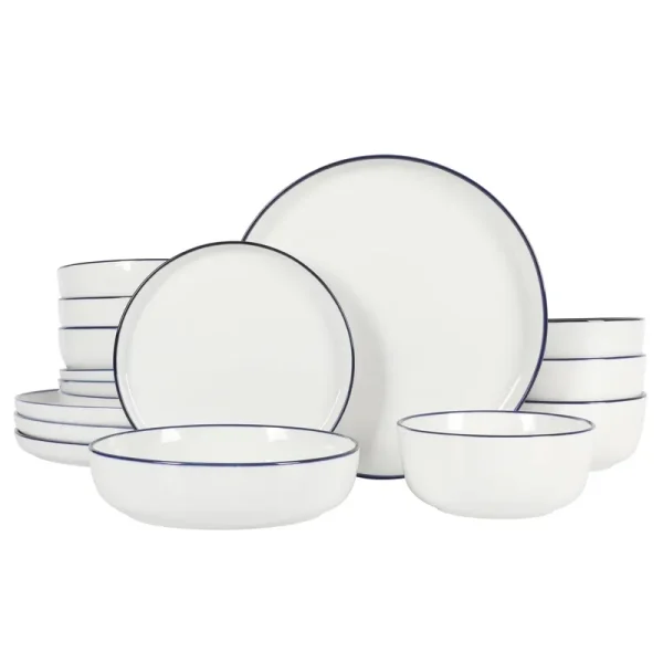 Gibson Home Oslo 16 Piece Dinnerware Set Color: White/Blue Rim