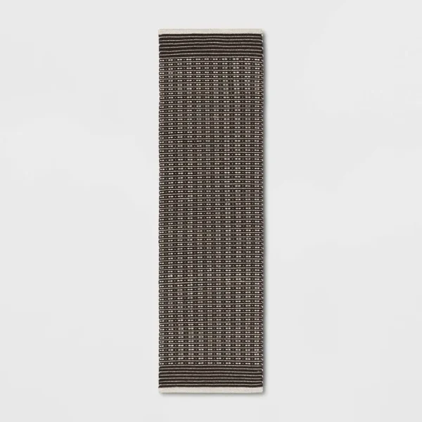 2'x7' Hand Woven Cotton/Wool Runner Black - Threshold
