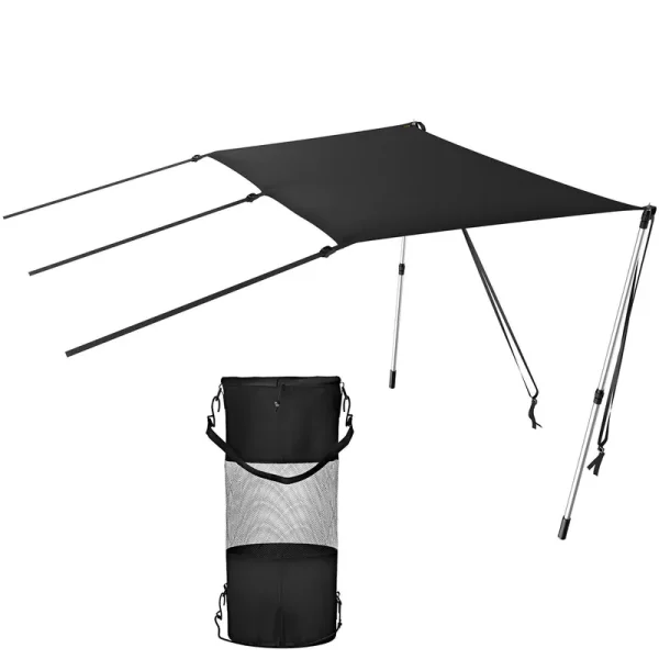 VEVOR T-Top Sun Shade Kit 4' x 5' UV-Proof 600D Polyester T-Top Extension Kit with Rustproof Steel Telescopic Poles Waterproof T-Top Shade Kit Easy