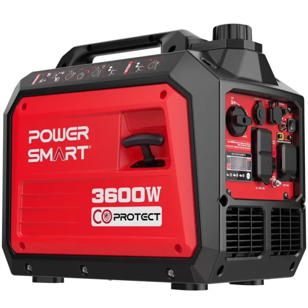 Powersmart Portable Gas Powered Generator 3600W, CO Detect USB Output, Low Noise for Camping & Home