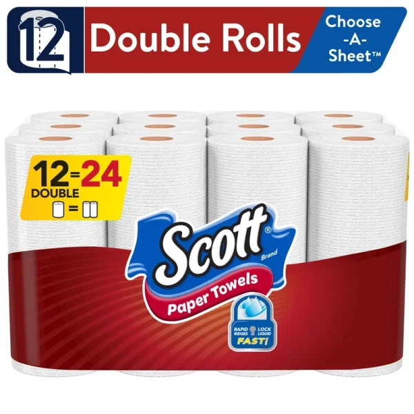 Scott Paper Towels, Choose-A-Sheet, Double Rolls, 1-Ply - 12 - 110 paper towel rolls
