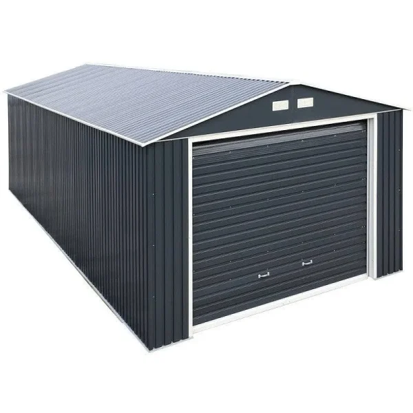 Duramax Imperial Metal Garage Dark Gray with White, 12' x 26'