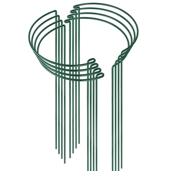 HiGift 8 Pack 24 inch Plant Support Stakes, 10" Wide x 24" High Half Round Metal Garden Plant Stake Peony Support Cage, Green PL