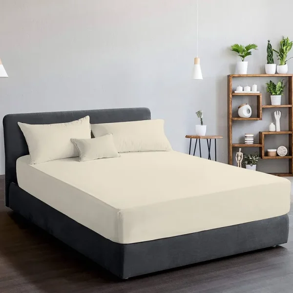 Color Sense Cool Crisp 100% Cotton Percale Solid Fitted Sheet Open Stock Twin Ivory, Size: Twin Fitted Sheet, Beige