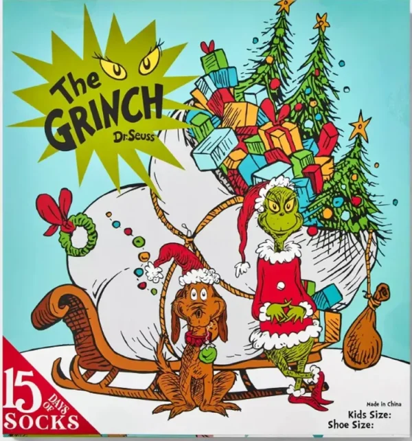 Kids' The Grinch 15 Days of Socks Advent Calendar - Medium