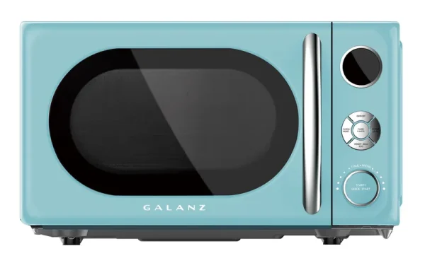 Galanz 0.7 cu ft Retro Countertop Microwave Oven, 700 Watts, Blue, New