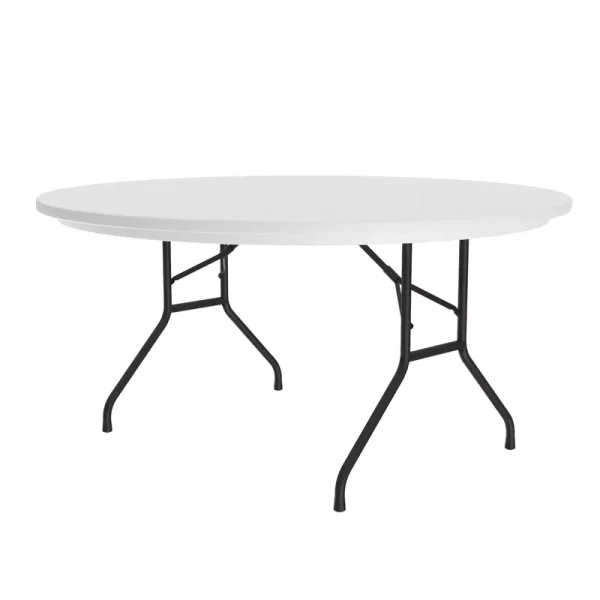 Correll 60" Round R - Series Commercial Grade Blow Molded Plastic Folding Table, Gray Granite
