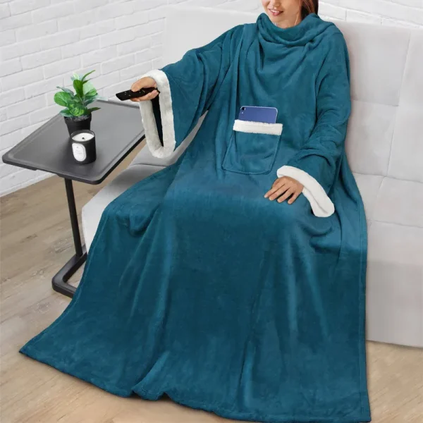 PAVILIA Deluxe Fleece Blanket with Sleeves for Women, Men, Adult | Plush, Cozy, Warm, Extra Soft, Plush, Functional, Lightweight