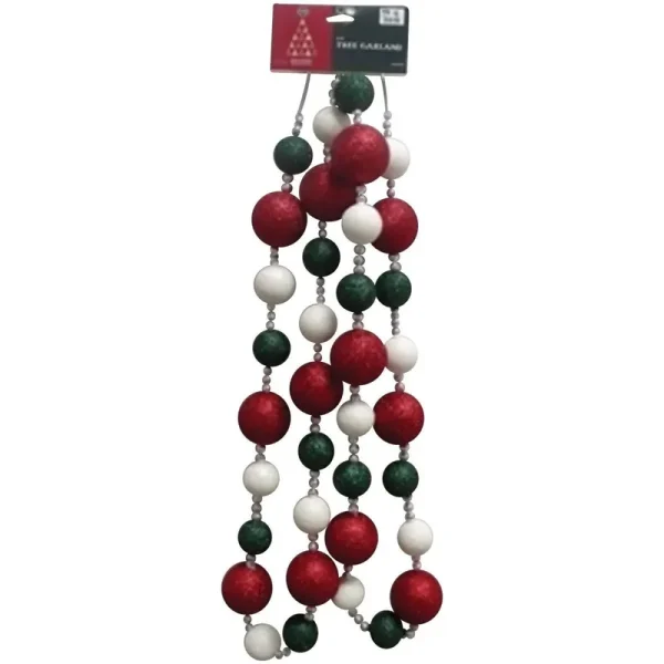Youngcraft 6 ft. Red, White, Green, & Silver Glitter Ball Garland