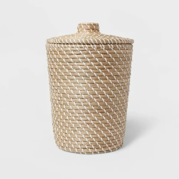 Threshold Solid Bathroom Tan Wastebasket | Target