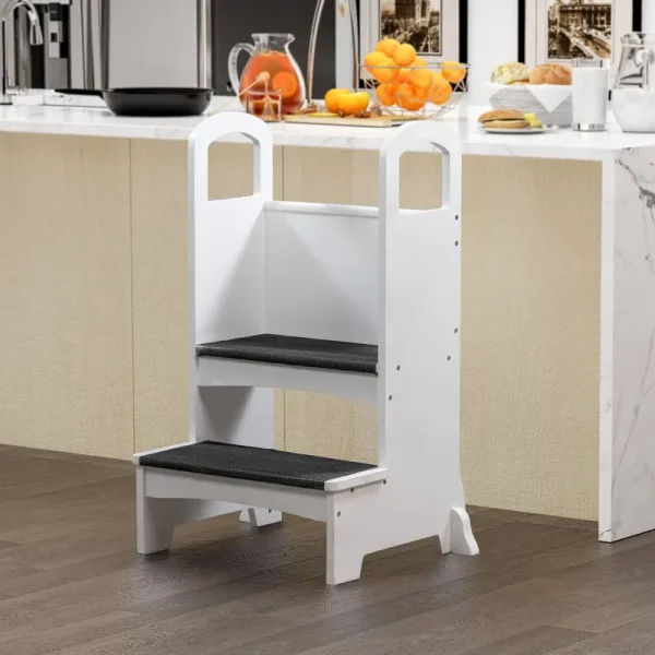 Kids Step to It Stool, Kids Kitchen Step Stool by Naomi Home - Finish: White