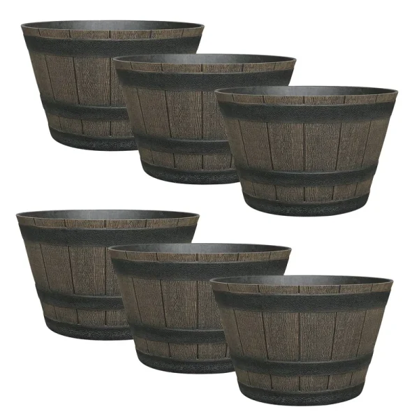 Style Selections 6-Pack 13.43-in W x 8.74-in H Brown Resin Rustic Indoor/Outdoor Planter | PLG3614TNG