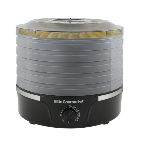 Elite Gourmet Food Dehydrator with Temperature Dial & 5 Trays, Black