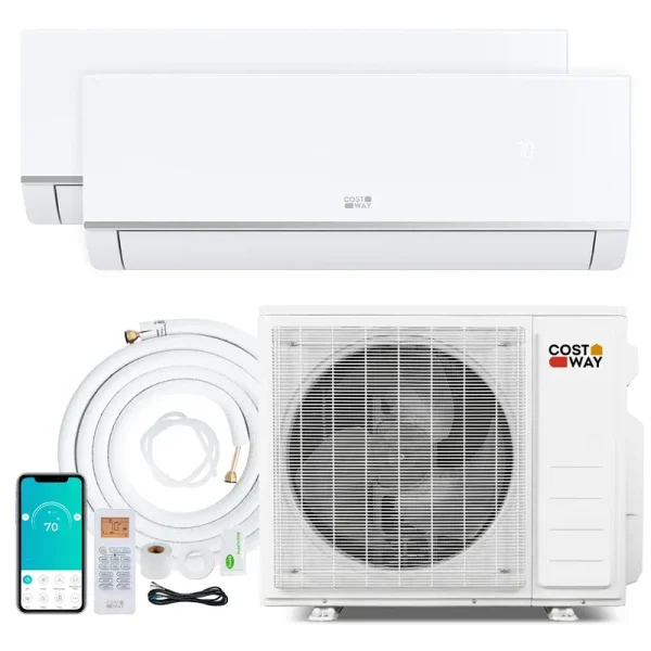 Blast Pro 28000 BTU Dual Zone Mini Split Air Conditioner with Heat Pump, 20 SEER2 WiFi Ductless Inverter Split AC with Pre-Charged & Line Set