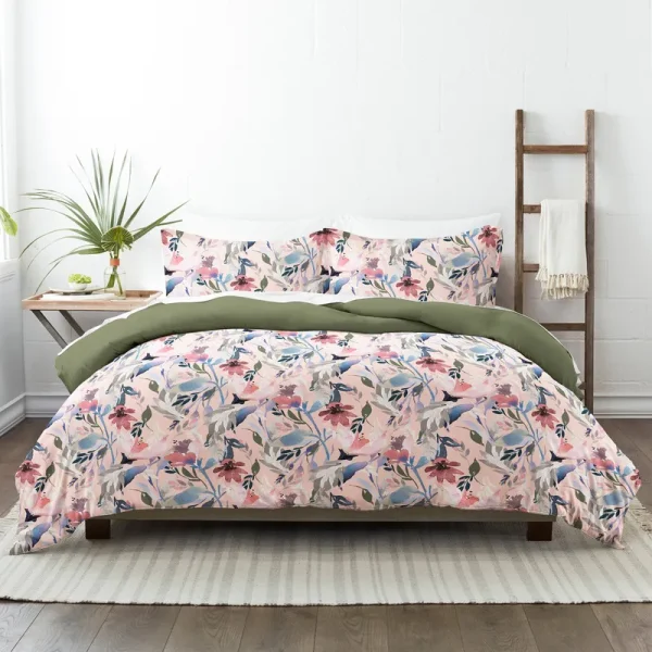 Made Supply Co. 3 Piece Pattern Reversible Comforter Set - Pink - Twin - Twin XL