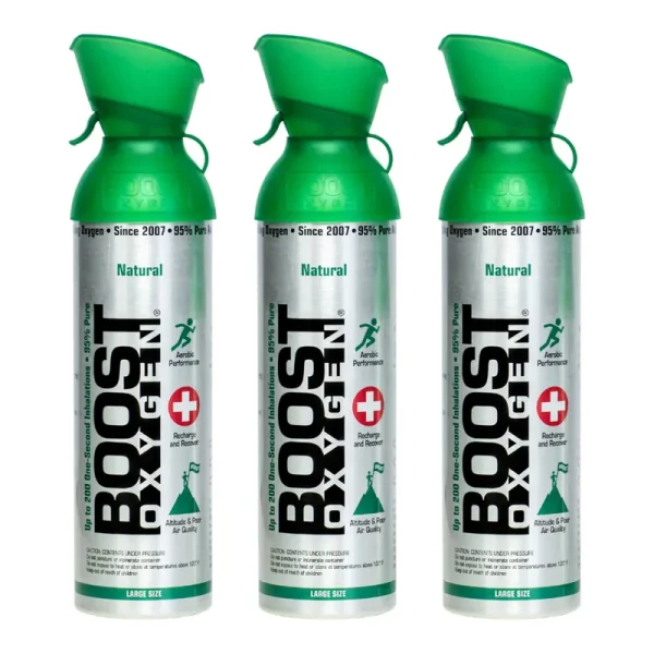 Boost Oxygen Natural Portable 10 Liter Pure Canned Oxygen Canister (3 Pack)