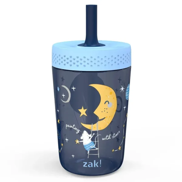 Zak Designs 15oz Recycled Plastic Kids' Straw Tumbler with Antimicrobial Spout - Moons