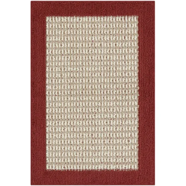Mainstays Traditional Faux Sisal Border Red Indoor Accent Rug, 1'8"x2'6"
