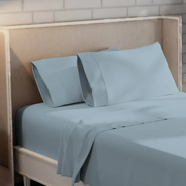 Adelaja 300TC Organic 100% Cotton Cool & Crisp Percale Weave Pillowcases Color: Aqua, Size: King
