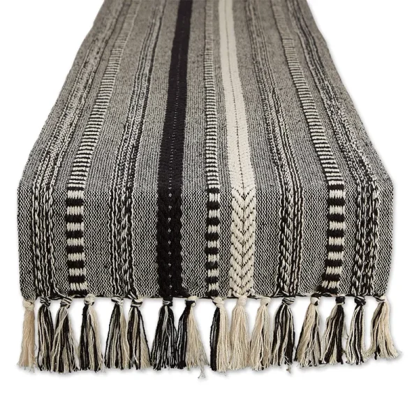 DII Black Braided Stripe Table Runner